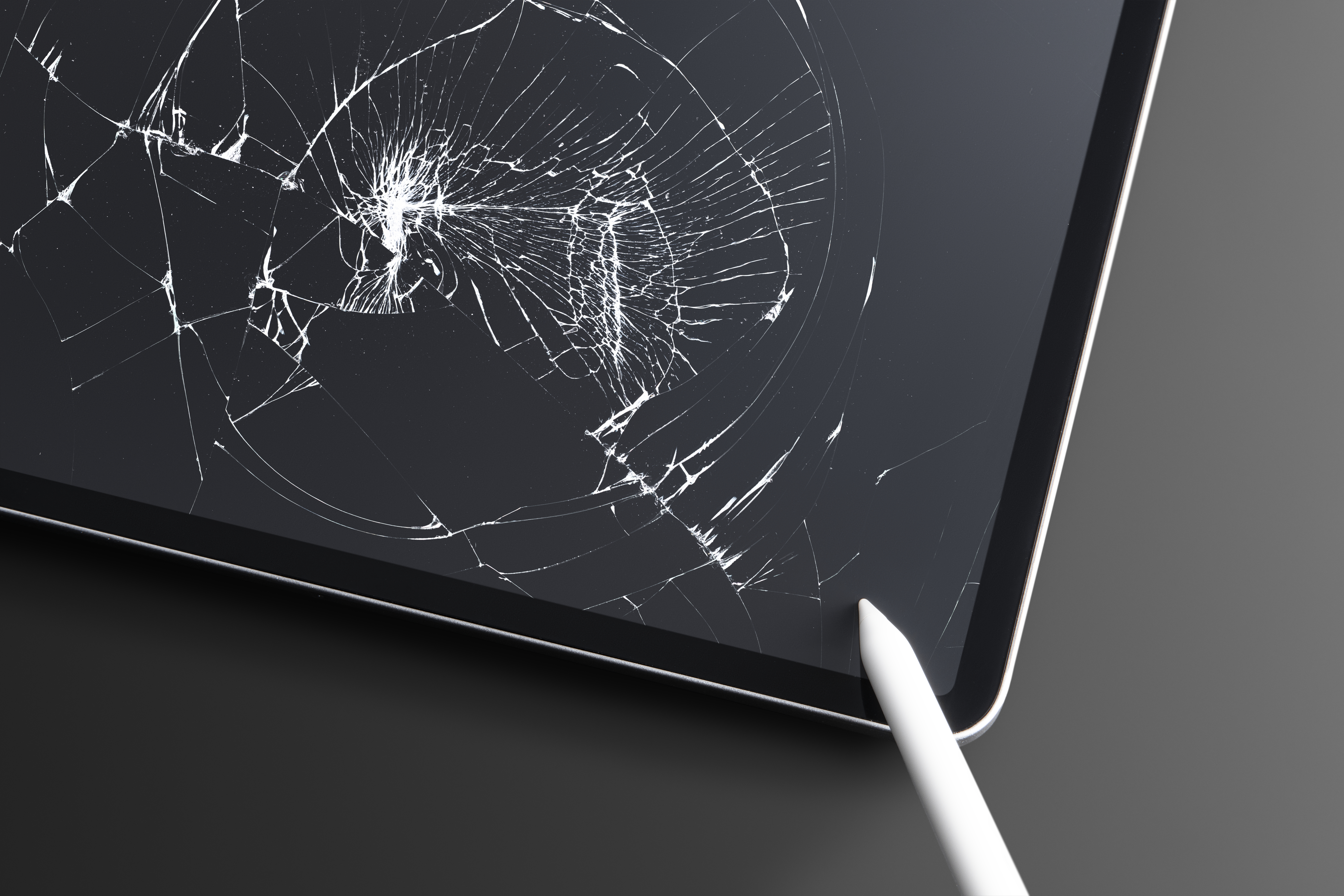 Laptop with cracked screen under repair