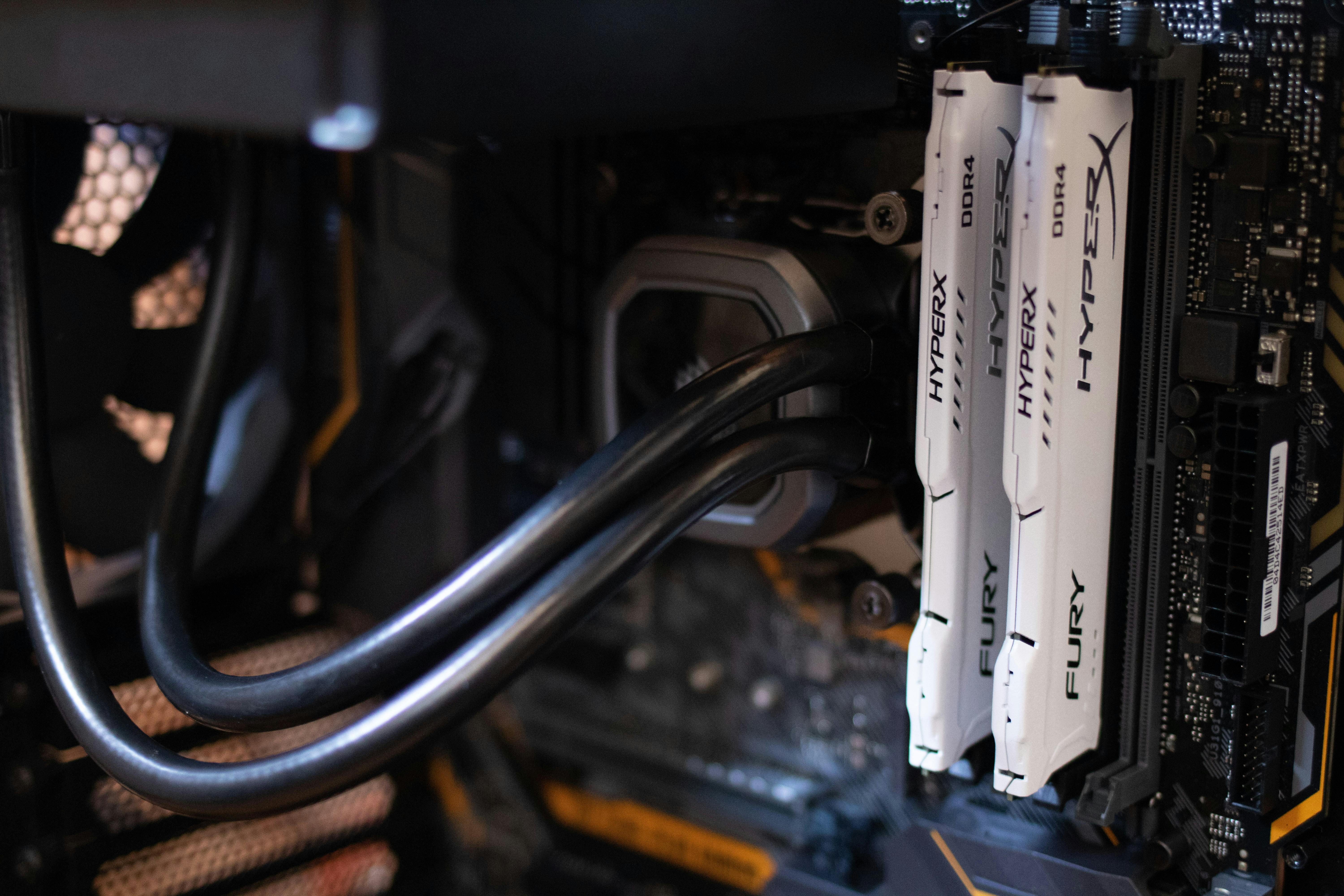 Engineer setting up office network cables